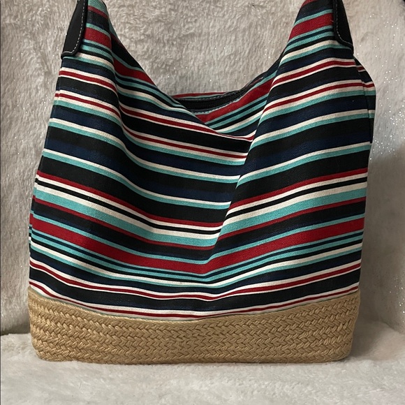 Striped multi Striped Hobo Bag rope handles - Picture 2 of 9